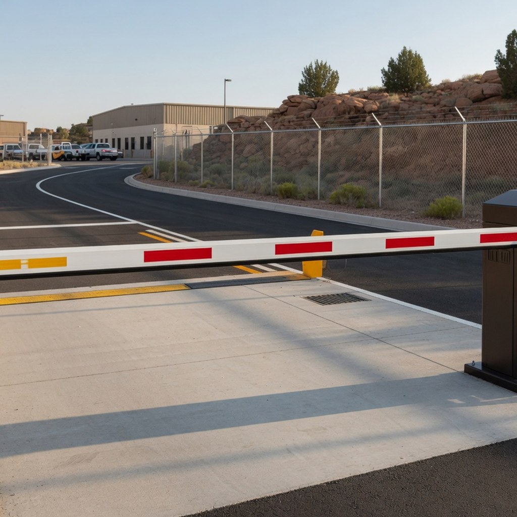 Commercial parking barrier arm entrance