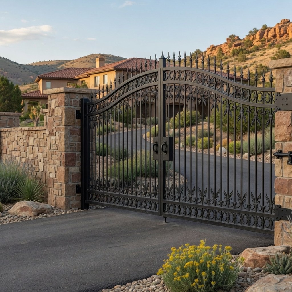 Decorative residential driveway gate