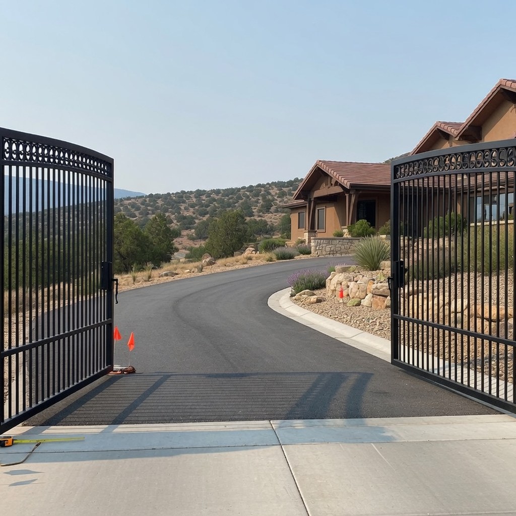 Driveway gate opening prepared for site review